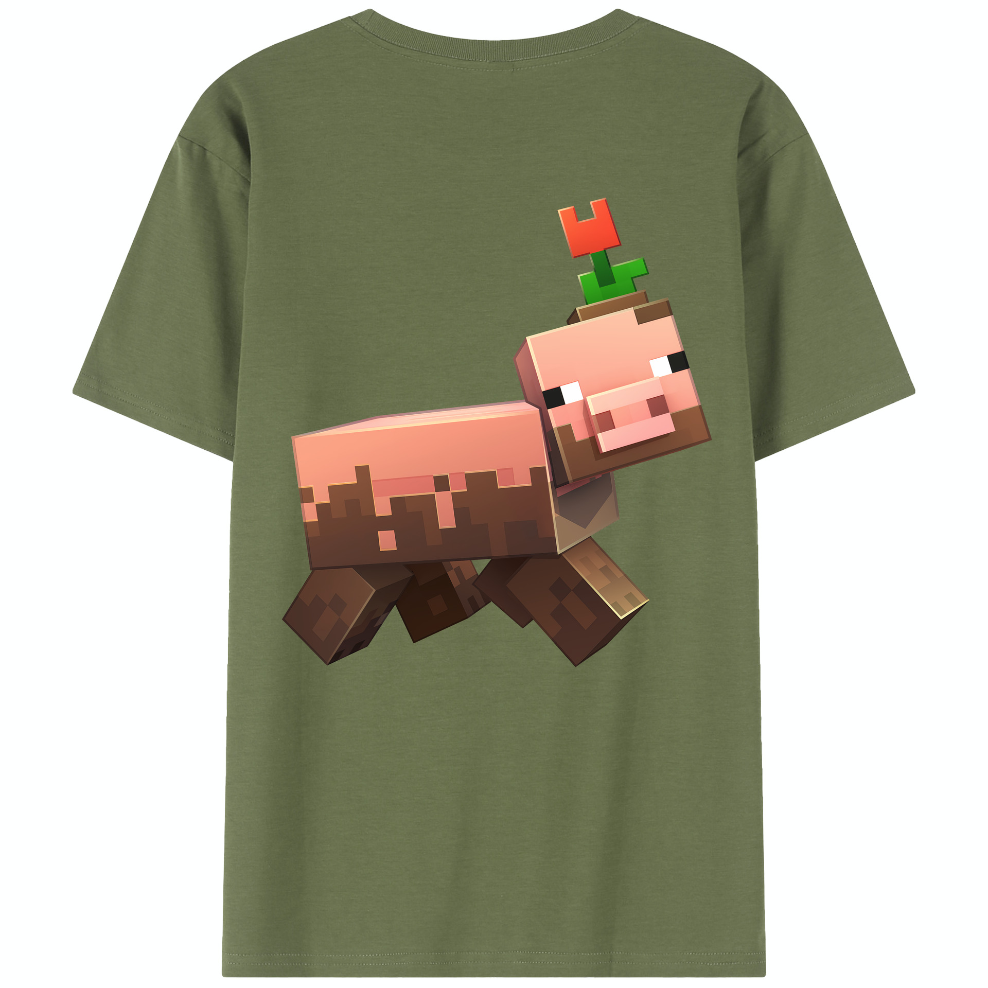 （画像用） マインクラフト ブロックの世界 Minecraft MC Block world 綿100％半袖Tシャツ（背面プリント）